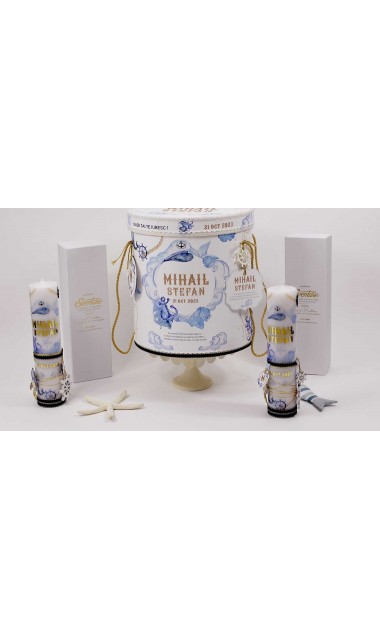 Lumanare stalp botez cu tematica nautica Marine Nautical Pastel 8